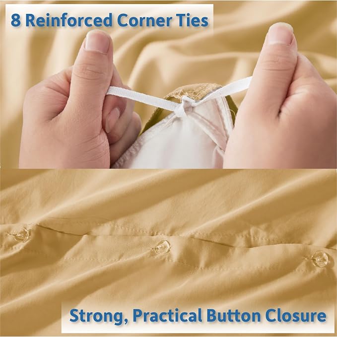 Nestl Camel Gold Duvet Cover Full Size - Soft Double Brushed Full Size Duvet Cover Set, 3 Piece, with Button Closure, 1 Duvet Cover 80x90 inches and 2 Pillow Shams