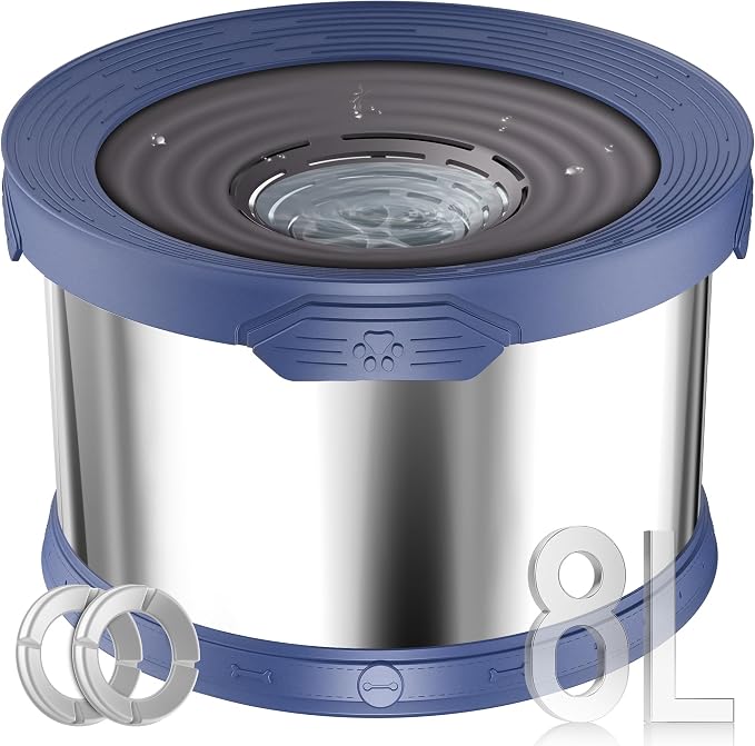 UPSKY 8L Dog Water Bowl No Spill Stainless Steel for Slow Drinking Blue | Large Capacity, Spill-proof, Non-slip Design, Durable, For Large Dogs, Messy Drinkers & Multi-pet Homes, Outdoor / Indoor