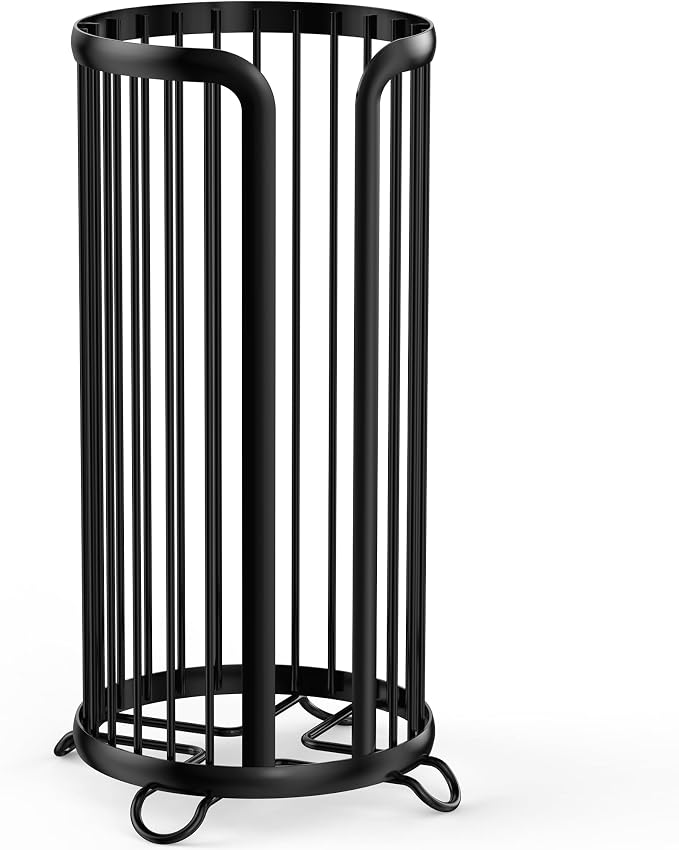 Toilet Paper Holder Stand, Freestanding Toilet Paper Storage,2 Pack,Black | Waterproof Raised Feet,Rustproof,Fit 3 Mega Rolls,No Drilling No Assemble,Minimalistic Storage,Space-saving Renter Friendly