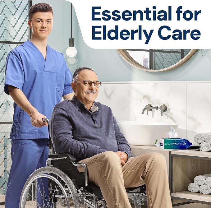 OPTEEL Adult Wipes For Elderly - 8"x13" Extra Large & Soft Wet Wipes for Adults Bathing - Incontinence Disposable Washcloths, Vitamin E & Aloe Infused for Men & Women 720ct (12 Packs of 60)