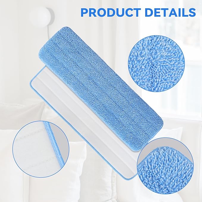 Microfiber Mop Pad for Rubbermaid Commercial 20 Inch Mop Head - 8 Pack Wet & Dry Commercial Cleaning Refills Reusable Mop Refills Fit for Any Microfiber Flat Mop System 18" to 21"