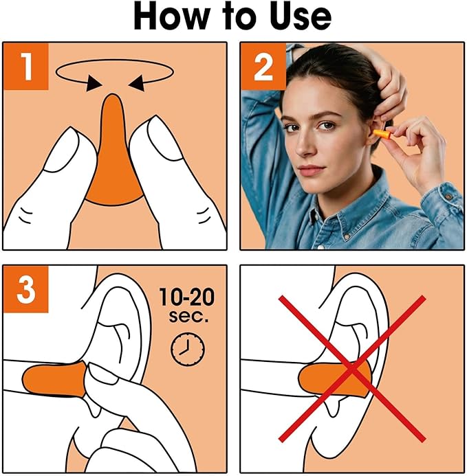 AZEN 600 Pairs Ear Plugs, NRR 32dB Soft Foam Ear Plugs for Sleeping Noise Cancelling, Earplugs for Concerts Shooting Swimming Noise Reduction,Individually Wrapped (Orange)