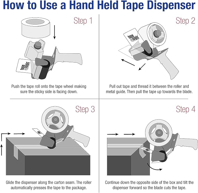 Tape Logic 4 Inch Heavy-Duty Packing Tape Dispenser Gun, for Packing, Shipping, Moving and Warehouse Use (1 Dispenser)