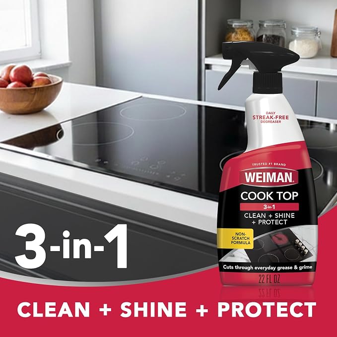 Weiman 6-Pack Cooktop Cleaning Spray – Cooktop & Oven Cleaner for Streak & Residue Free - Non-Abrasive Degreaser Safe for Glass & Ceramic