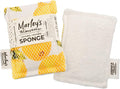 Marley's Monsters Washable Sponge – Reusable Eco-Friendly Scrubber – Dual-Sided for Gentle Cleaning or Heavy Duty Scrubbing – 4" x 5.5" Handmade in USA(Vintage Lemons/White Back)
