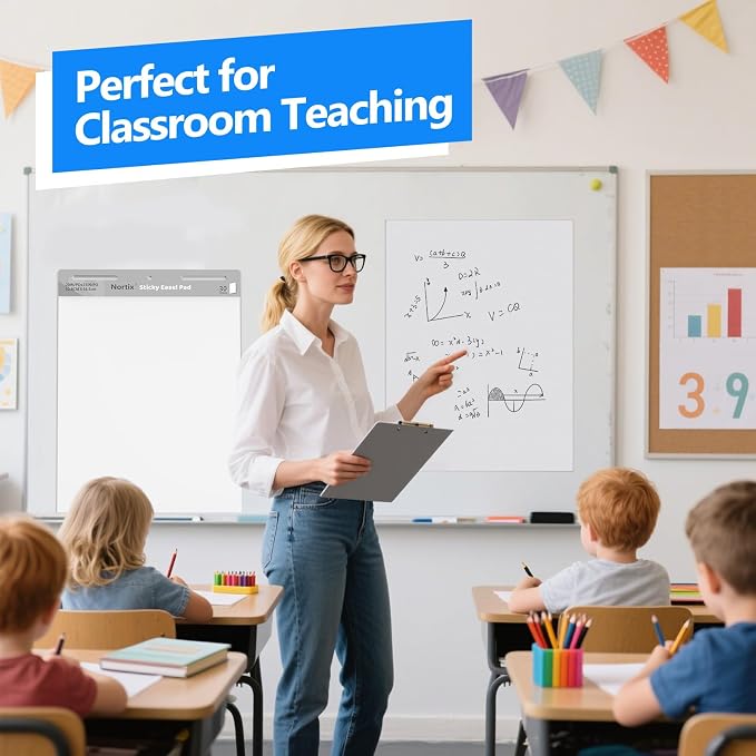Nortix Easel Pad, Self-Stick Easel Pads, Anchor Chart Paper for Teachers, Strong Adhesive & Bleed-Resistant, 20''x23'' Sticky Notes Chart Paper, 30 Sheets/Pad, 8 Pads