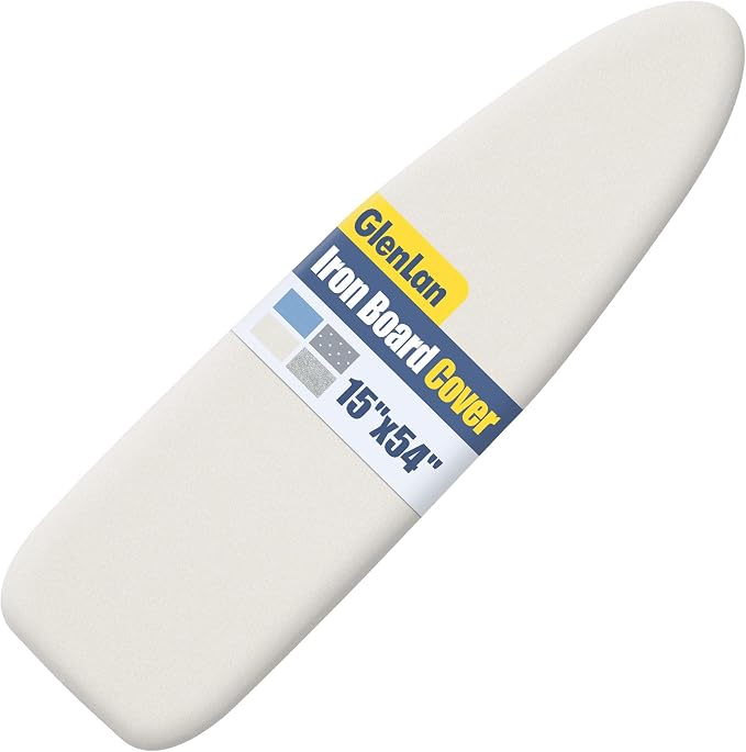 Ironing Board Cover and Pad for Standard Size 15" x 54", Cream | Aluminum Coating, Thick Scorch & Stain Resistant Padding, Heavy Duty Iron Board Cover with Elastic Edge, Adjustable Fastener