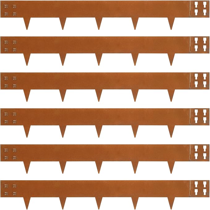 Corten Steel Landscape Edging 40" L x 6" H | Metal Landscaping Edging 6 pcs, Rusted, 6 Inch Tall, Metal Edging for Landscaping Border Edge for Garden, Yard, Lawn