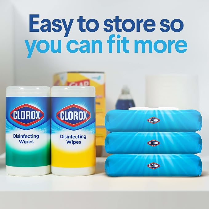 Clorox Disinfecting Cleaning Wipes Flex Pack, Bleach Free, Crisp Lemon, 75 Count (Pack of 2)