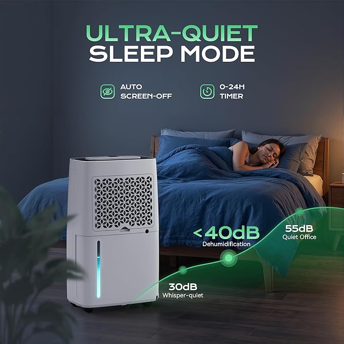 Tehanld 80-Pint Dehumidifier for Basement With Drain Hose, Compressor Dehumidifier for 5000 Sq Ft, Efficient Humidity Control,Ideal for Home, Garage, Large Room, Attic, Bathroom