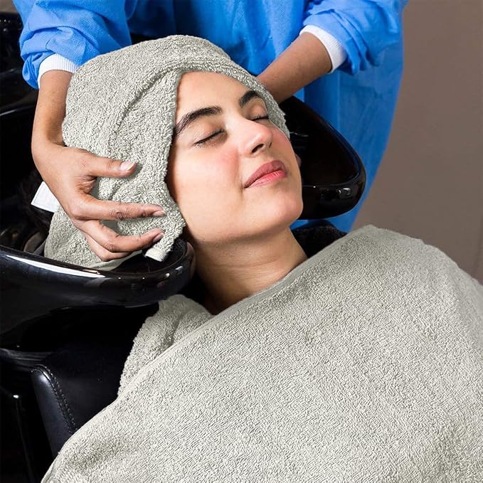 Avalon Towels Salon Towel - Silver Hand Towels Bulk Pack of 24 - 100% Cotton Absorbent Spa, Facial & Gym Towel for Working Out - 16x27 Inches (Not Bleach Proof)