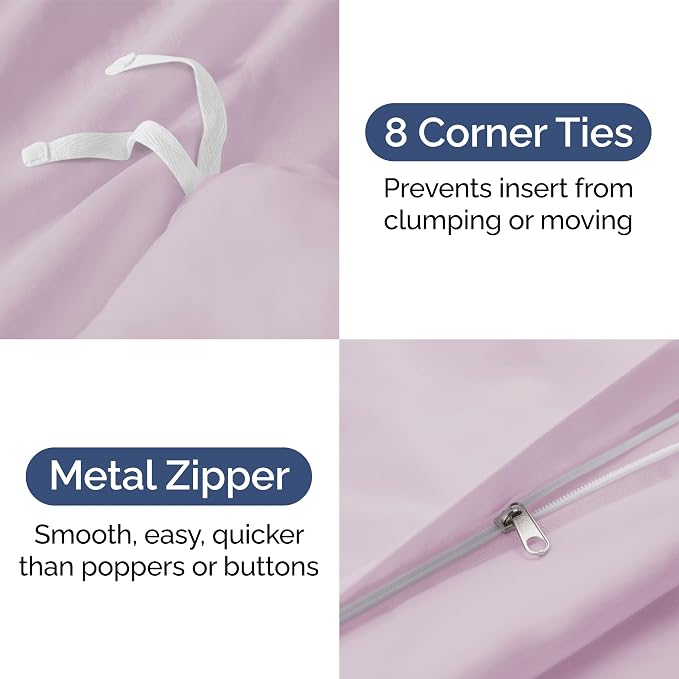 Duvet Cover Full Size Set - Extra Soft Full Duvet Cover 80" x 90" with 2 Pillow Shams for Women, Men, Kids & Teens - Hotel Luxury w/ Zipper Closures & Ties - Comfy, Cozy & Breathable (Light Lavender)