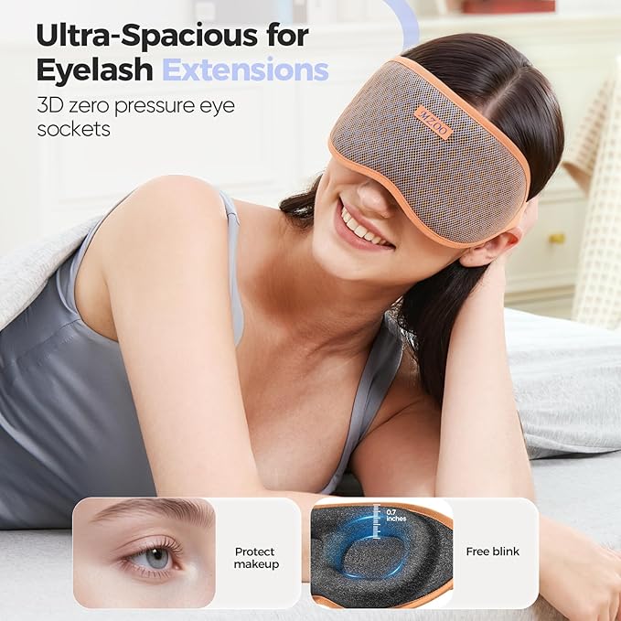 MZOO Pro Breathable Sleep Mask - Complete Blackout Sleeping Eye Mask for Side Sleeper, 3D Zero Pressure & Eyelash Friendly Night Blindfold Eye Covers, Travel Essentials & Birthday Gifts for Women Men