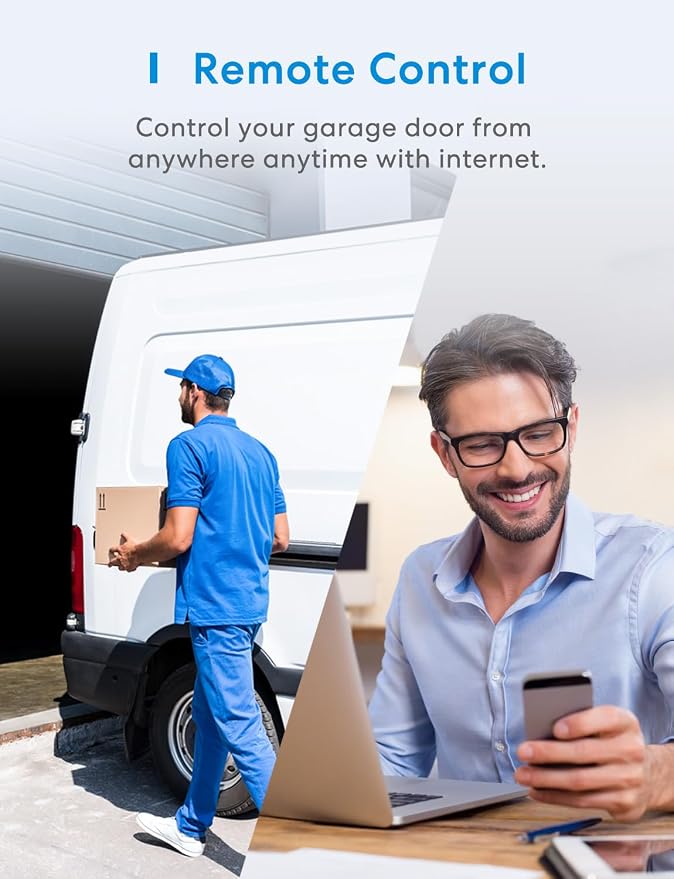 meross Smart Garage Door Opener Remote Work with Alexa and Google | App and Voice Control, Compatible with SmartThings, History Check, Auto Close, Enhanced Compatibility, Non-HomeKit Version