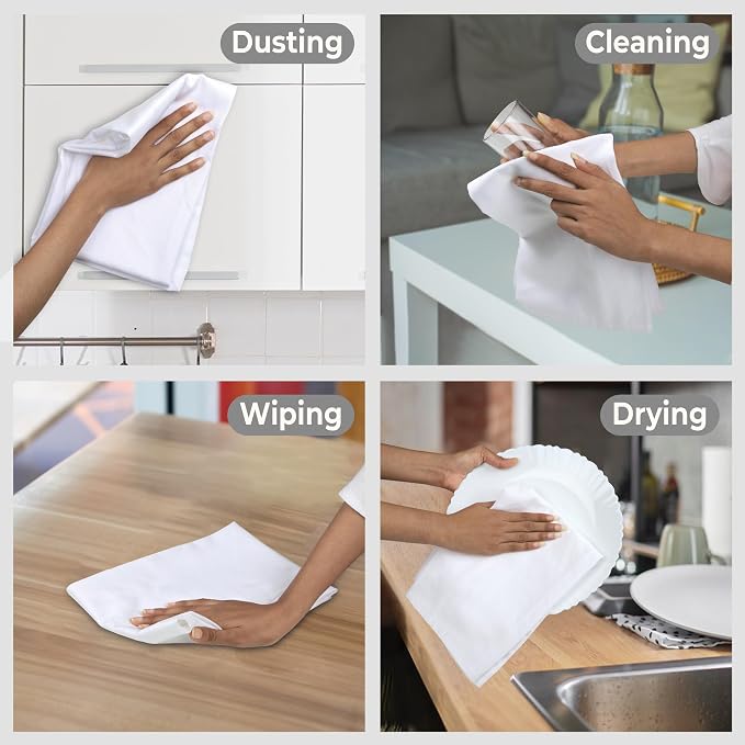 Urban Villa Kitchen Towels Cotton Dish Towels 27”x27” (Set of 4) White
