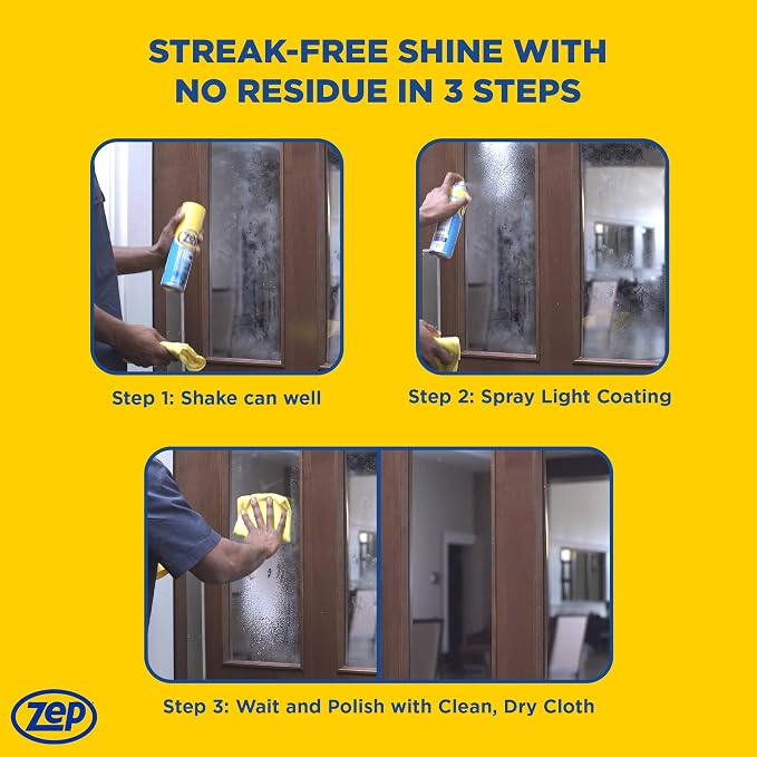 Zep Foaming Glass Cleaner - 19 oz (Case of 12) ZUFGC19 - Streak-Free Professional Grade Formula that Dissolves Dirt, Fingerprints and Grime on Glass, Mirrors, Windows and Plexiglas in Home, Business,