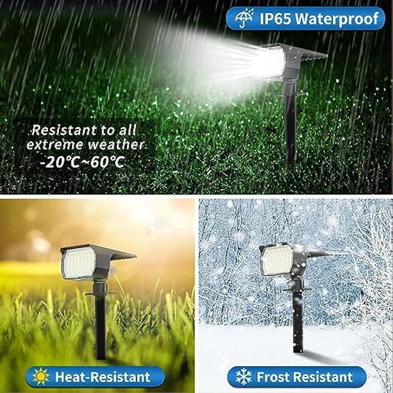 WENATY Solar Spot Lights Outdoor Waterproof Spotlights,6 Pack, Cool White