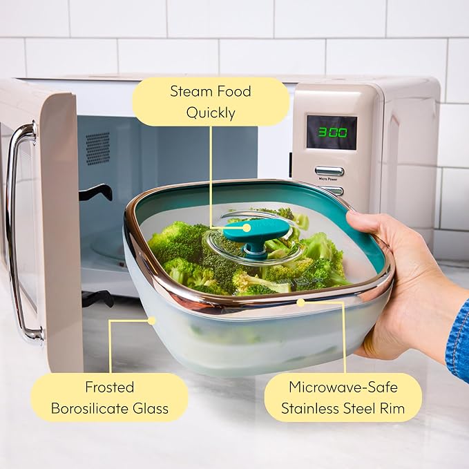 Anyday 2 Pack 2.5 Cup Microwavable Glass Lunch Containers (Black Sesame) | Glass Lids, Microwave Safe Lunch Bowls, Work, Food Storage, Bento Box Meal Prep Container