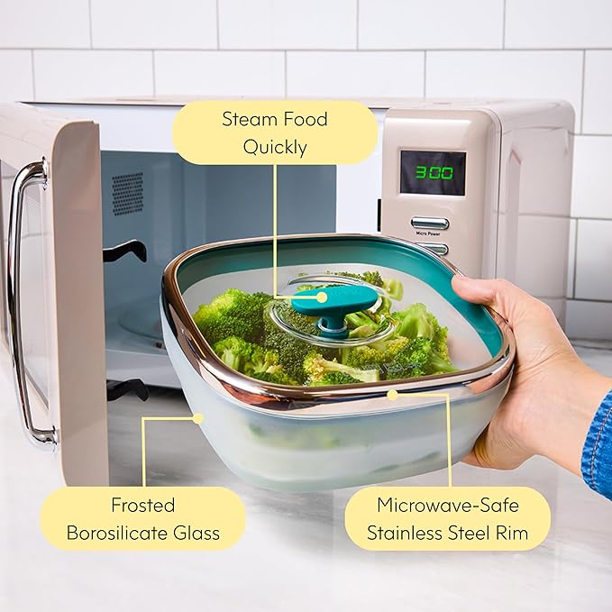 Anyday 2 Pack 2.5 Cup Glass Lunch Containers (Blueberry) | Microwavable, Microwave Safe, Bowls with Lids, for Work, Food Storage, Bento Box Meal Prep