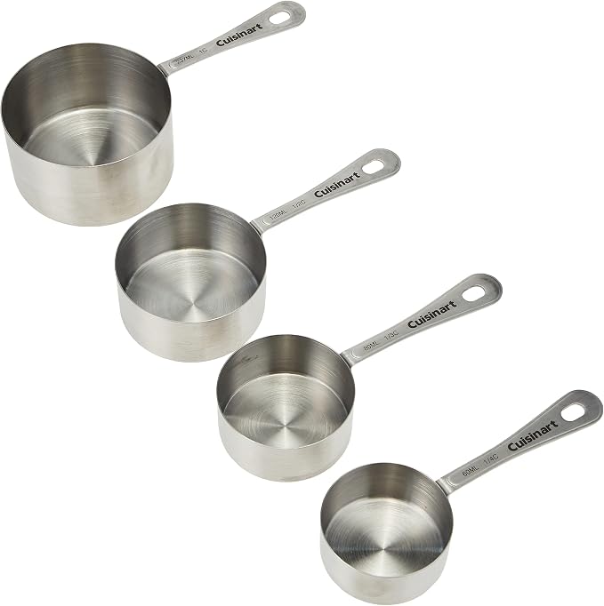 Cuisinart Mixing Bowl Set, Stainless Steel, 3-Piece CTG-00-SMP Stainless Steel Measuring Spoons, Set of 4,Silver CTG-00-SMC Stainless Steel Measuring Cups, Set of 4,Silver