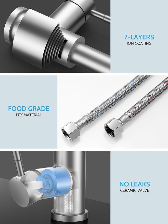 Kitchen Faucet with Pull Down Sprayer, High Arc Single Hole Single Handle Kitchen Sink Faucet with Sprayer for RV Camper, Brushed Nickel