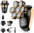 SHPAVVER Head Shavers for Bald Men: 5-in-1 Upgraded Electric Razor - IPX7 Waterproof Shaving Grooming Kit for Balder - Turbo Speed & Precision Blades (Ink Gold)