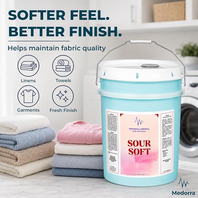 Laundry Sour & Softener, 5 Gallon, Commercial Fabric Conditioner & Acidic Rinse Agent for OPL & Industrial Laundry Systems