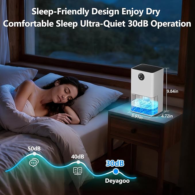 Dehumidifier, 1500ML (50 OZ) Small Dehumidifier for Home (300 Sq. Ft), Quiet with Auto Shut Off, for Bedroom, RV, Closet