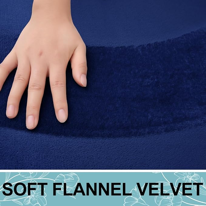 Smiry Memory Foam Toilet Rugs U-Shaped 24x24, Extra Soft Absorbent Non-Slip Contour Bathroom Rugs, Machine Washable Bath Mats for Toilet, Navy Blue