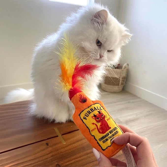 Haute Diggity Kitty Catweiser + Furball Catnip Toys, Soft Plush Cat Toys Catnip Filled with Interactive Crackle Sound & Feathers, Safe & Durable Toy for Cats & Kitten, 2 Pcs