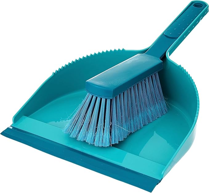 Leifheit Classic Dust Pan and Brush Sweeping Set, Split Bristle Ends on Hand Brush for Best Sweeping Results,