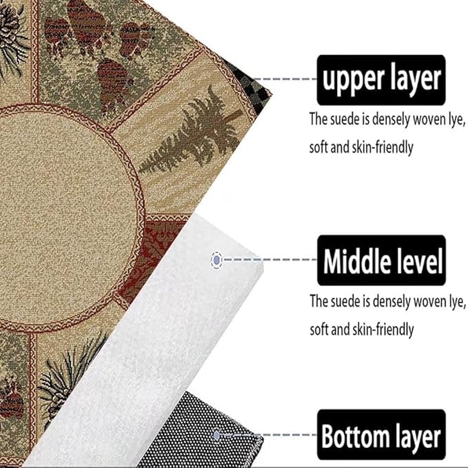Retro Cabin House Bear Rustic Round Rug for Nursery Room Vintage Desert Print Carpet Apartment Decor Empire Bear Floor Mat 6ft