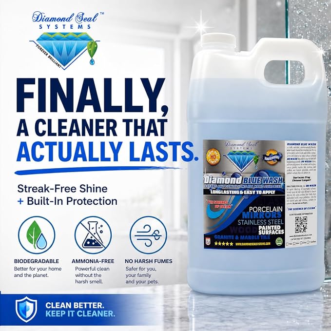 Nano-Tech Repellent Wash - Multi-Surface Glass Cleaner Spray for Granite, Wood, Stainless Steel & Kitchen Appliances - Cleaning Supplies - Made in USA 1 Gallon