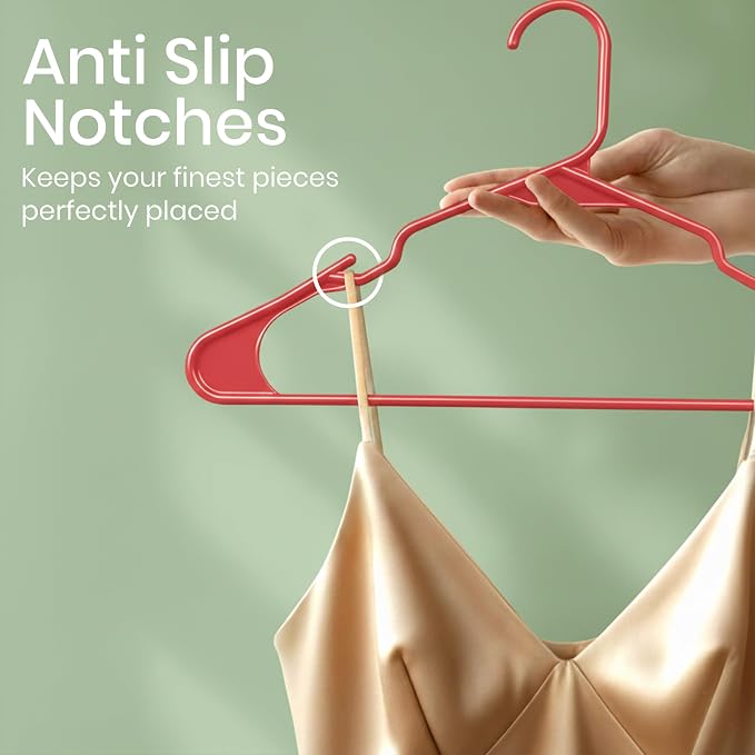 Utopia Home Plastic Hangers 30 Pack – Space Saving Clothes Hanger Red | Durable & strong | Closet organizer & storage | Ideal for apartments, dorms & stocking stuffers