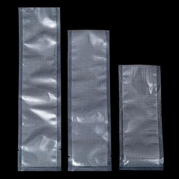 500 Pack 1.57x9.84 inch Clear Embossed Vacuum Bags for Food Saver | Inner 1.18x9.45 inch, Flat Open Top Packets, Heat Seal Tear Notch Pouches, Vacuum Sealer Food Storage Sacks, Freezer Safe