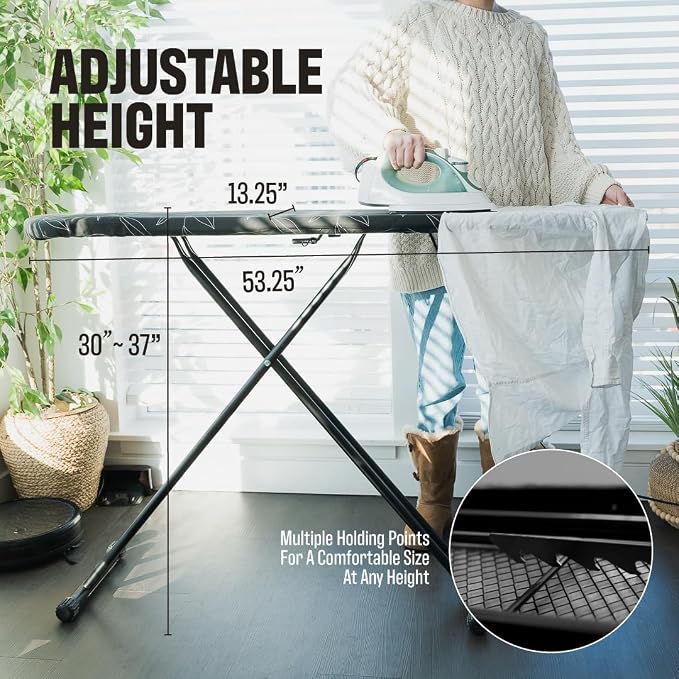 Iron Board - Standard Ironing Board - Full Size Ironing Board - Home Essentials - Sturdy Iron Table - Ironing Board by Brelle