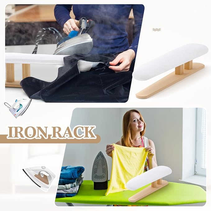 DoubleFill Padded Sleeve Ironing Board 57x13cm Tabletop Sleeves & Chest Tailor Ironing Board with Long Wooden Base for Tailor Dress Forms Household, Laundry Rooms, Travel Use, White