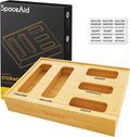 SpaceAid Bag Storage Organizer for Kitchen Drawer, Bamboo Organizer, Compatible with Gallon, Quart, Sandwich and Snack Variety Size Bag (1 Box 5 Slots)