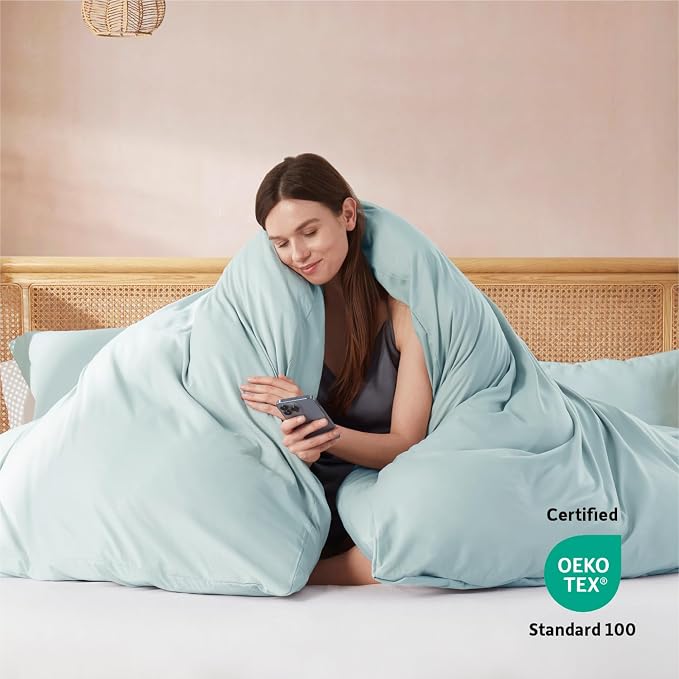 Nestl Light Blue Duvet Cover King Size - Soft Double Brushed King Duvet Cover Set, 3 Piece, with Button Closure, 1 Duvet Cover 104x90 inches and 2 Pillow Shams