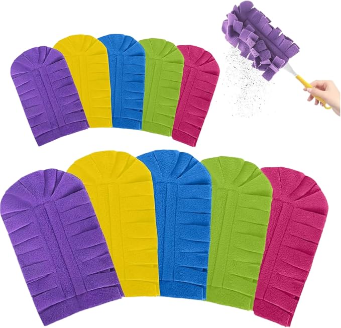Reusable Chenille Microfiber Dust Duster, Chenille Duster Reusable Washable Microfiber Dust Fleece Damp Duster Pad for Fan Blinds Furniture (10 PCS)