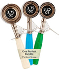 Restaurantware Bundle: 2.75/3.25/3.75 oz Portion Control Ice Cream Scoops, Trigger Release Dishers (Blue, Green, Ivory Handles) for Cookie Dough, Baking, Cupcake Batter