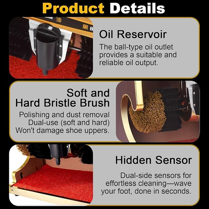 Electric Shoe Cleaning Machine, Automatic Shoe Polisher with Dual Brushes, Leather Shoe Shine Machine for Home, Commercial, Hotel, Airport, Or Station Use(Black,Small)
