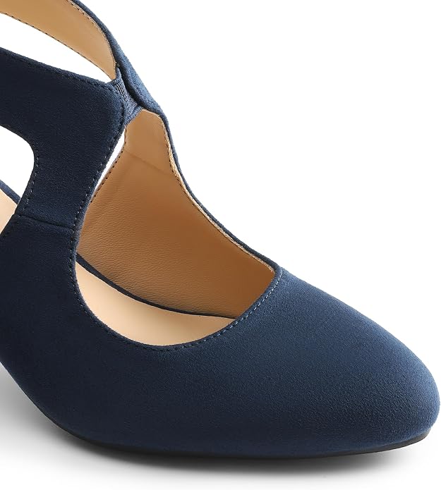 DREAM PAIRS Women's Pumps Closed Pointed Toe Kitten Heels | Elegant Party Dress Shoes with Chic Crisscross Cutouts, 2.76 Inch Heel, and Back Zip for Polished, All-day Secure Strides