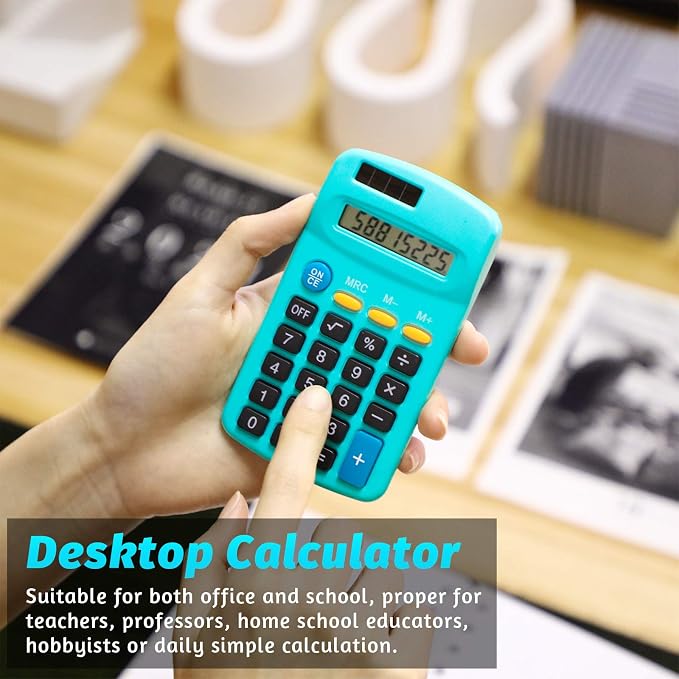 18 Pieces Solar Calculators Bulk - Mini Pocket Calculator for Students, Basic 8-Digit Dual Power (Solar & Battery), Colorful Classroom Supplies for Teachers, School Gifts for Students