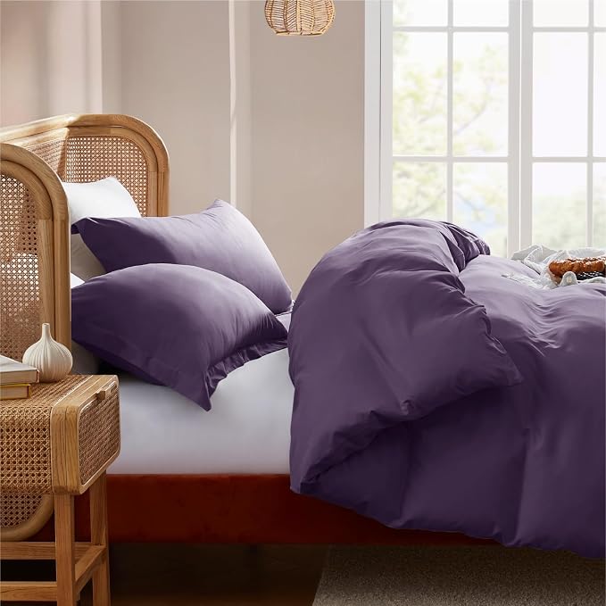 Nestl Twin Duvet Cover Set - Soft Double Brushed Purple Duvet Cover Twin/Twin XL, 2 Piece, with Button Closure, 1 Duvet Cover 68x90 inches and 1 Pillow Sham