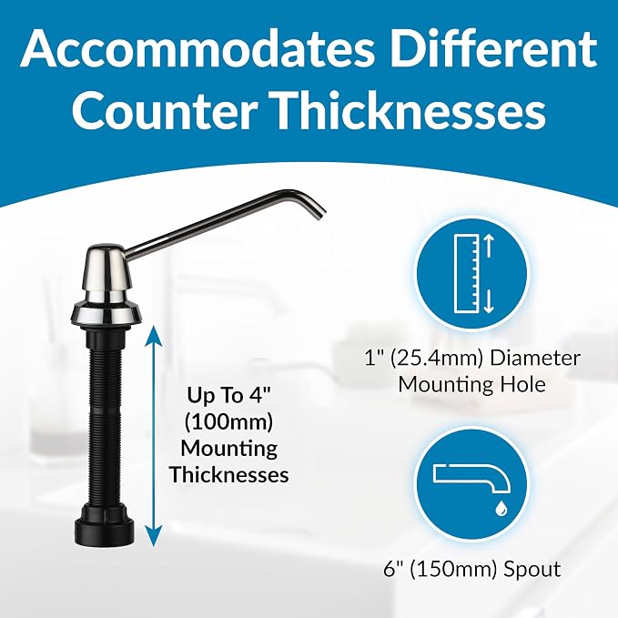 Bobrick Commercial Liquid Soap Dispenser 34 fl oz Capacity, Counter-Mounted, Polished Chrome, Manual Top-Fill, Vandal-Resistant Shatter-Proof Design 6-Inch Spout Durable Stainless Steel Construction (Model B-8226)