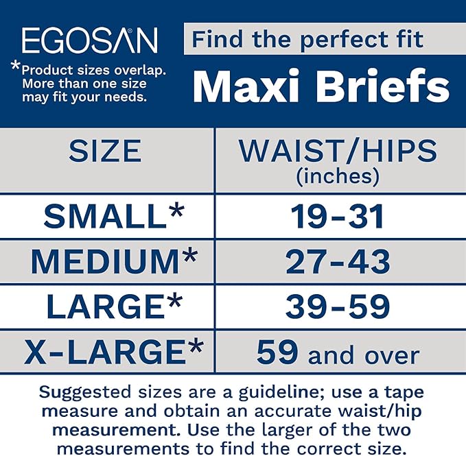 Egosan Maxi Incontinence Disposable Adult Diaper Brief Maximum Absorbency and Adjustable Tabs for Men and Women (Medium 15-Count)