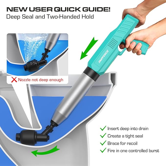 ‌Electric Toilet Plunger for Bathroom, High-Pressure Air Plunger, Heavy-Duty Clog Remover for Toilets, Toilet Drain Unclogger (Mint Green)