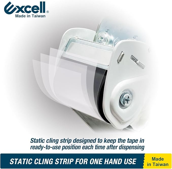 Excell EXC-828PL Heavy Duty Tape Dispenser, 2" Wide, 3" Core, 1 Pack | Box Sealing Industrial Tape Dispenser Gun, for Office and Warehouse - Includes Tape Roll