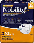 3XL Adult Diapers for Women and Men - Case of 32 Bariatric Disposable Briefs with Tabs and Stretchable Side Panels - Breathable with Max Absorbency
